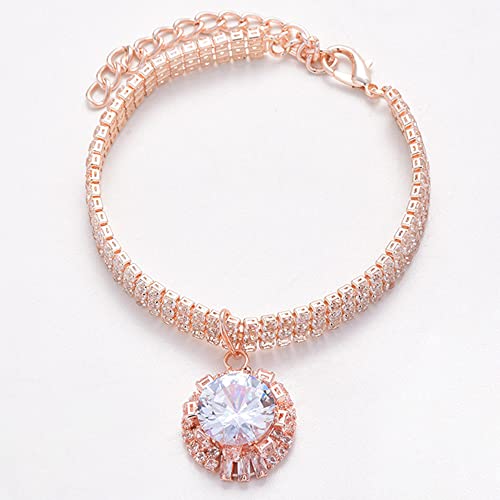 RayMinsino Collar para mascotas con diamante ajustable de cristal redondo diamante boda gato collar perro pequeño mediano collar decoración Cover
