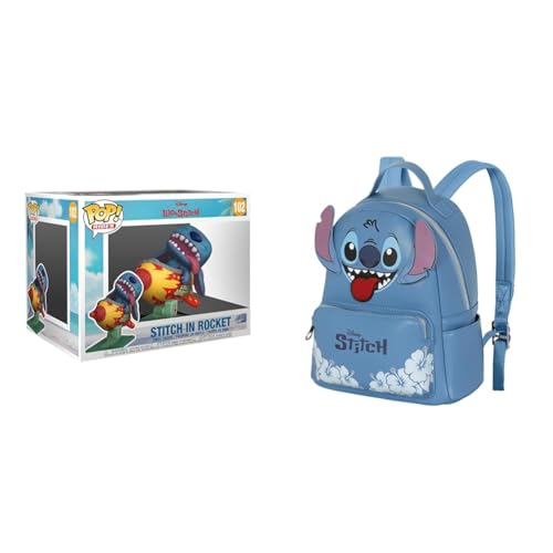 Funko Pop Rides Deluxe Stitch Rocket – Figurina da collezione Lilo & Stitch, Zaino Disney Heady 24,5×29 cm 8L Blu