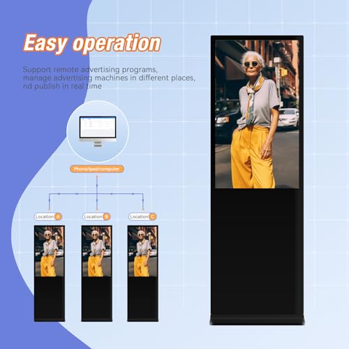 43 Inch 4K UHD 700nits Touchscreen Movable Floor Standing Digital Signage Commercial Display LCD Monitor Advertising Screen 8-128GB Android 11.0 with HDMI in