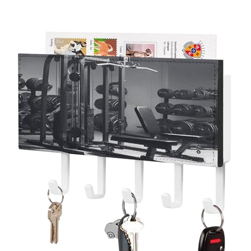 Soporte de pared para llaves con estante de madera y 5 ganchos 2