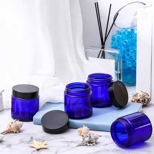 Image of Norme 48 Pcs 4 oz Glass Jars with Lids Cosmetic Jars, Black, Blue