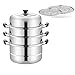 430 Vaporera de Acero Inoxidable/Olla para Sopa Hogar de 4 Capas con vaporera 26cm/28cm/30cm/32cm Engrosada Apta para Estufa de Gas/Cocina de inducción (Size : 28cm)