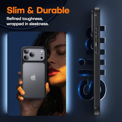 TAURI for iPhone 17 Pro Max Case, Full Camera Protection with Screen Protector, Translucent Matte Military-Grade Protection Shockproof Slim Phone Case for iPhone 17 ProMax, Matte Black by TAURI - Image 6