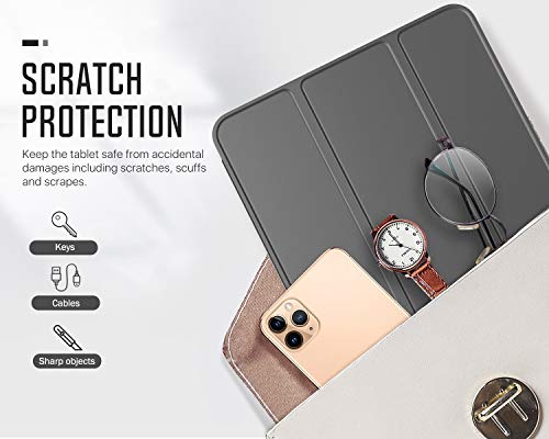 MoKo Funda para Nuevo iPad Pro 11 2022 4ª Gen & iPad Pro 11 2021 3ª Gen [Admite Carga Apple Pencil] Translúcida Ultra Delgado Soporte Protectora Plegable Cubierta Auto-Sueño/Estela, Gris Espacial