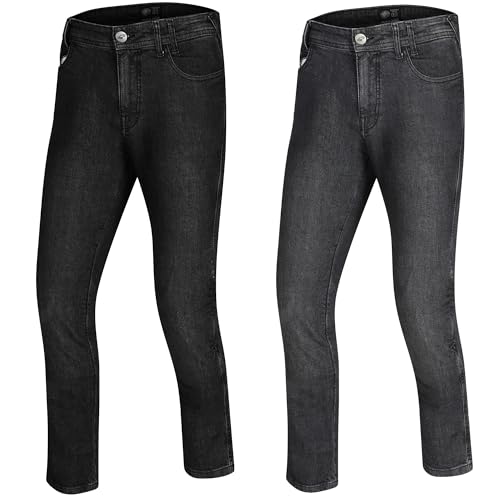 STORM Uomo Moto Biker Jeans Rinforzato Protezione Pantaloni Linning Includono Armature Motorcycle Pants Eagle Denim Jeans da Moto (IT, Numero, 46, Regular, Regular, Nero)