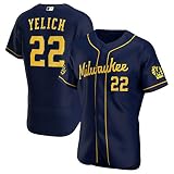 GMRZ MLB Jersey Herren T-Shirt mit Milwaukee Brewers Logo Major League Baseball Team Sportswear Fans Trikot Herren und Damen, A, XXXL