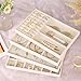 Stackable Jewelry Trays Organizer for Drawer, 4 Set of Jewelry Organizers and Display Case Storage, Velvet Drawer Inserts Organizer for Necklace Bracelets Earrings Organizer-4 Set , Gift For Her,Beige