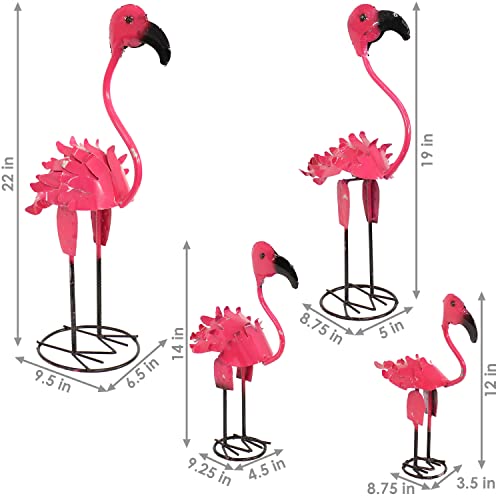 Sunnydaze Flamingo Family Fiesta Metal Yard Art Statues - Set Of 4 Rustic Backyard Outdoor Sculptures, Lawn And Patio Decorative Figurines And Yard Accents #TOP2