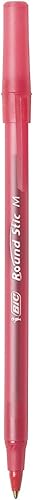 BIC Round Stic Xtra Life - Bolígrafo de punta media (0.039 pulgadas), rojo, 24 unidades
