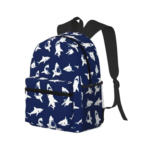 Sac à dos de voyage polyvalent noir One Size imprimé requin rigolo