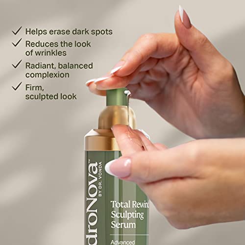 Hydronova By Dr. Vonda Total Rewind Sculpting Serum 1 Fl Oz | Line-Smoothing, Dark Spot Corrector | Vitamin C, Niacinamide, Kojic Acid, Peptides | Radiant Glow, Balanced Complexion | Am Formula #TOP2