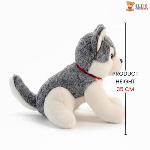 Image of ELITE CREATIONS Husky Dog Soft Toy 35 cm | Cute Husky Plush Stuffed Animal | Soft Cuddly Dog Toy for Kids Boys Girls | Birthday Gift Baby Toy Room Decor