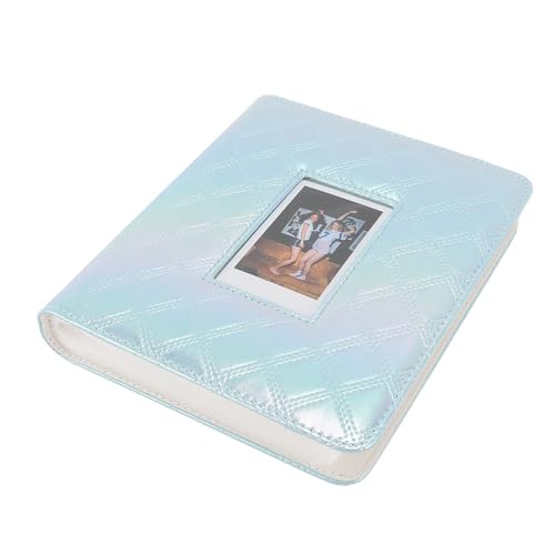 Photo Album 36 Pages | 288 & 1 Compartments PU Leather Cover | Shielded PVC Lining for 3in Photos/Cards/Tickets | Lightweight & Tough Memory Keeper (Colorful Light Blue)
