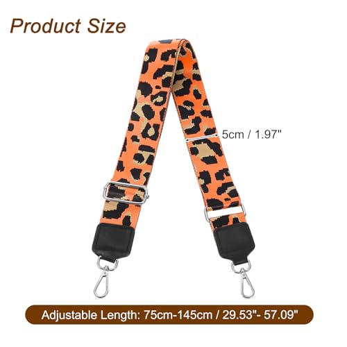Image of uxcell Wide Shoulder Strap, 5cm Adjustable Purse Strap Replacement Crossbody Strap for Shoulder Bag Wallets, Orange, Silver Square Mouth Buckle