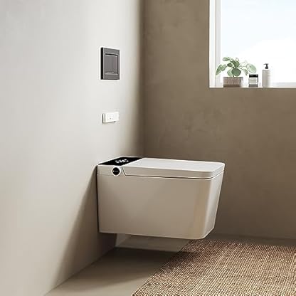 Mizubath Japanische Hänge-WC | Wasserreinigung mit verschiedenen Massagen | Trocknung heißer Luft | Fernbedienung und seitliches Bedienfeld | Hängeinstallation | Serie Isla Display schwarz – Bild 8