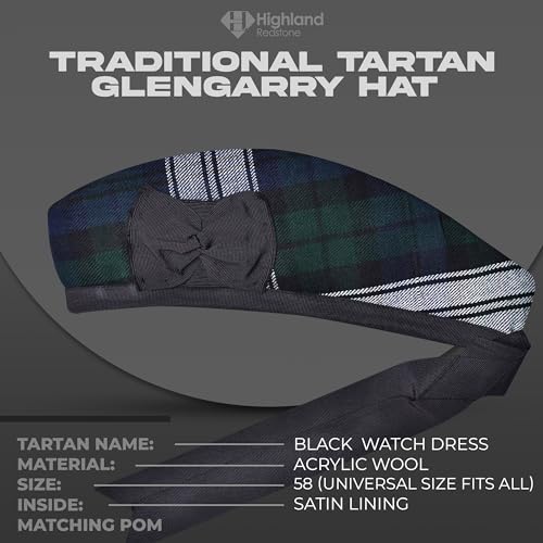 Image of Glengarry Cap-Traditional Scottish Hat, Acrylic Wool Tartan Glengarry hat, Kilts /Bagpipes Accessories