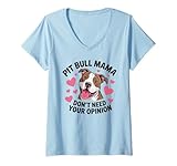 donna pit bull mamma divertente pittie cane mamma sarcastico pitbull maglietta con collo a v