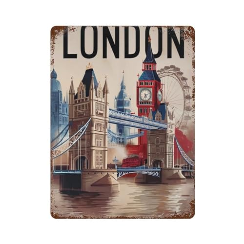 Décoration murale rétro en fer style Londres 40x30 cm pour habiller un mur vide