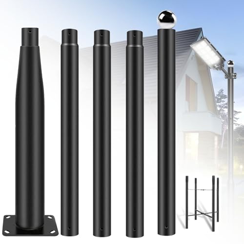 TIUYAO Street Light Pole 16Ft Tall, Solar Split Street Lamp Post for Outdoor Light Galvanized Heavy-Duty Metal Light Pole with Mounting Steel Anchors for Patio, Street Basketball Courts