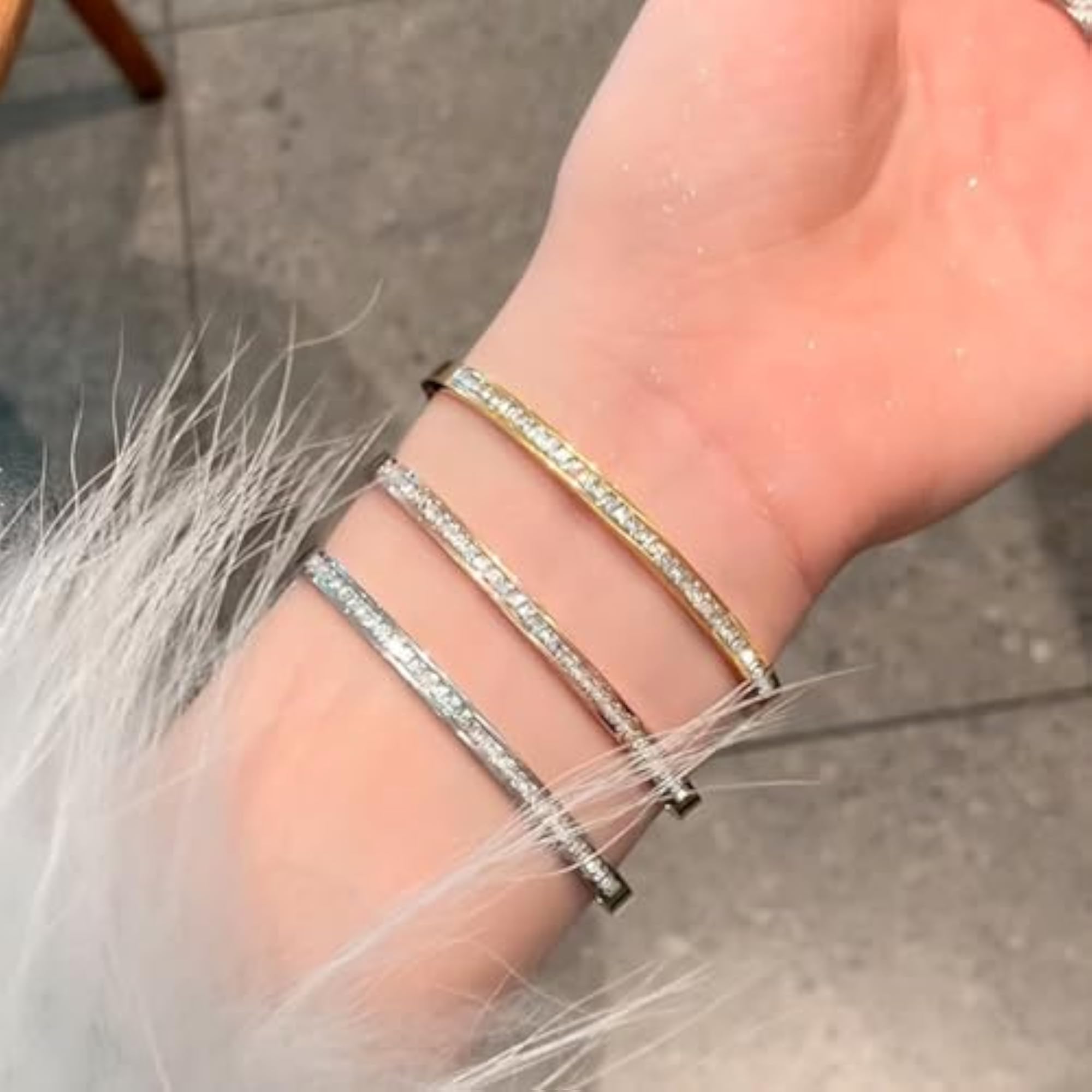 3 Pcs Stainless Steel Bangle Bracelet Set