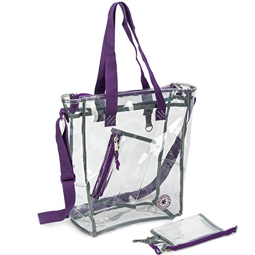 Heavy Duty Clear Tote Bag Quality See Through Messenger Bags with Zipper Durable Transparent Handbag with Cosmetic Pouch