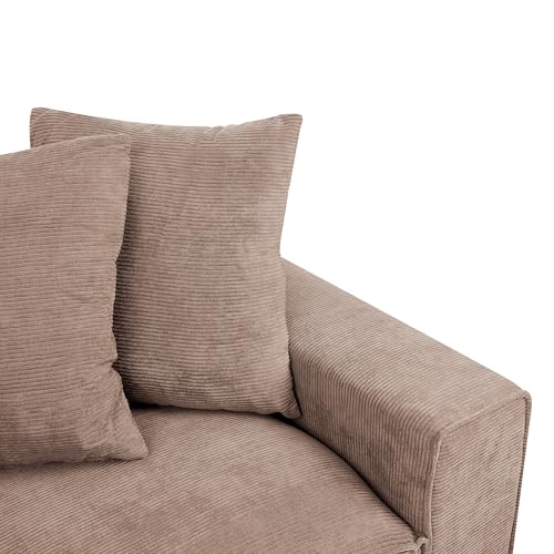 Divano Velluto A Coste A 3 Posti Marrone Chiaro Confortevole Soggiorno Moderno Retrò - 8