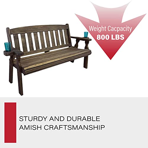 Caf Amish Heavy Duty 800 Lb Mission Pressure Treated Garden Bench (5 Foot, Dark Walnut Stain) #TOP3