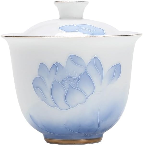 White Porcelain Covered Bowl Gift Box Packaging Hand Drawn Tea Making