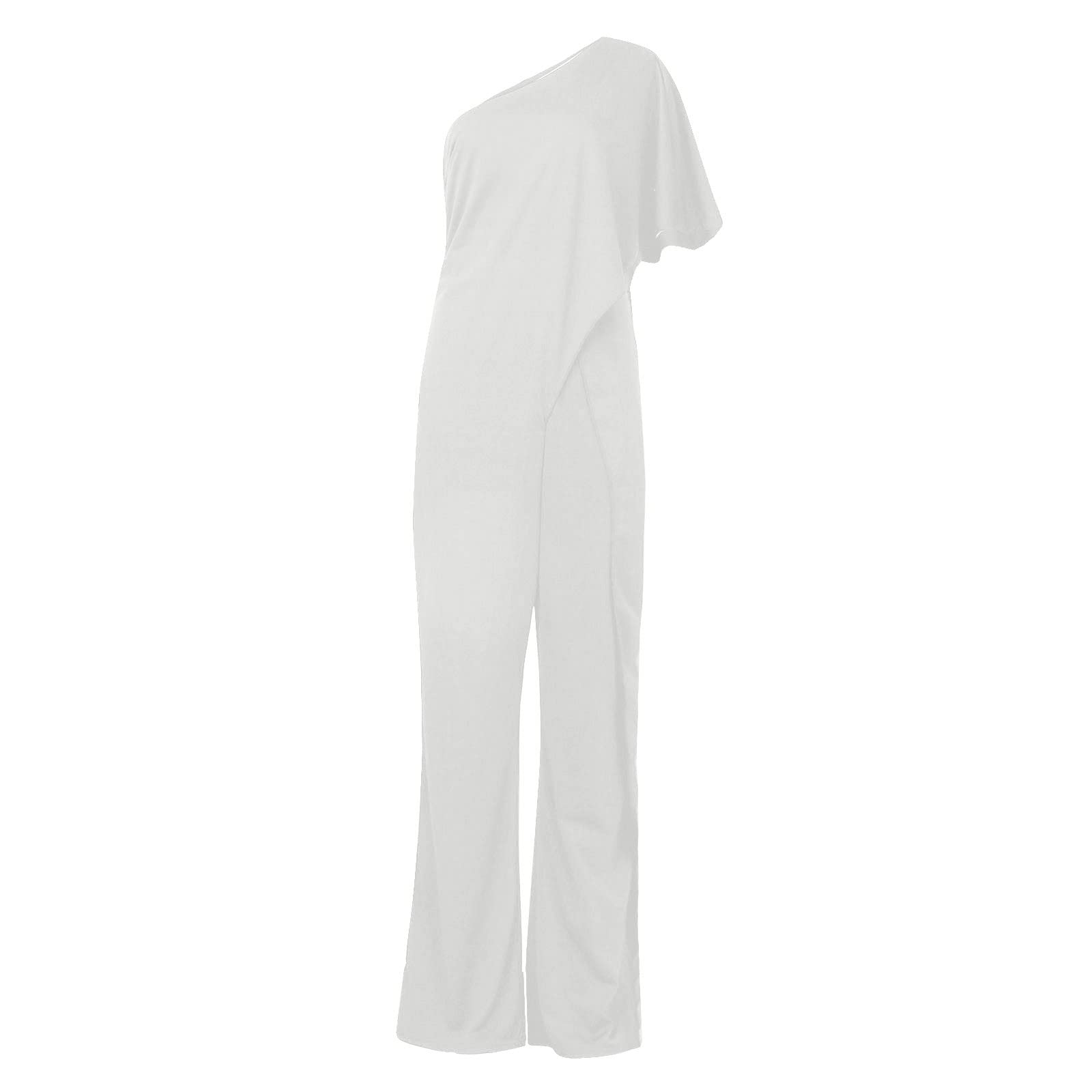 FUPODD Jumpsuit Damen Elegant Für Hochzeit Gast Jumpsuits Für Damen Festlich Lang One Shoulder Overall Sommer Playsuit Hochzeitsgast Hosenanzug Frauen Lange Beine Einteiler Schick Romper Mit Ärmel