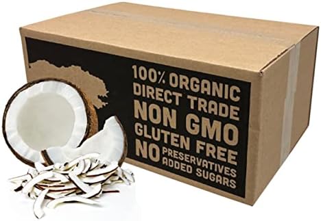 Mavuno Harvest Organic Dried Coconut Strips - No Sugar Added -10lb Bulk Box