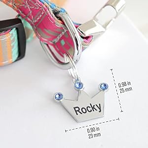 Custom Crystals Crown Pet ID Collar Tag, Personalized Stainless Steel Cute Shiny Bling Sparkly Safety Lost Charm Boy & Girl Dogs Puppies Cats & Ring Engraved SOS customizable with Name, Phone, Address Custom Crystals Crown Pet ID Collar Tag, Personalized Stainless Steel Cute Shiny Bling Sparkly Safety Lost Charm Boy & Girl Dogs Puppies Cats & Ring Engraved SOS customizable with Name, Phone, Address