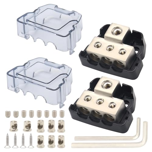 Bloc de distribution d'alimentation 3 voies 0/4 GA en lot de 2 pour câble de calibre 4/8