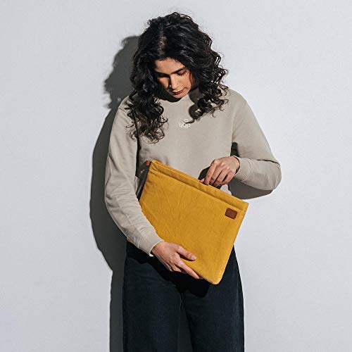 Image of DailyObjects Solid Skipper Sleeve | Stylish Durable Poly Cotton Canvas Material for Laptops & iPads | Zip Closure & Soft Cotton Inner Lining with Printed Slip Pockets