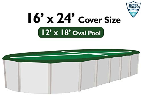 Buffalo Blizzard Supreme Winter Cover For 12-Foot-By-18-Foot Oval Above Ground Swimming Pools | Green/Black Reversible | 4-Foot Additional Material | Wind Guard Clips Included #TOP3