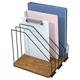 BSTSLL Inclined Desk File Organizer, 5-Section Vertical File Folder Holder, Desk Files Organizer Stand, Metal Files Sorter Rack Stand for Office Home School