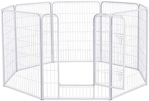 Yaheetech 40-inch 32 Panels Metal Pet Dog Pen Foldable Exercise Fence Barrier Playpen Kennel w/Door for Puppy Cat, Outdoor & Indoor,White
