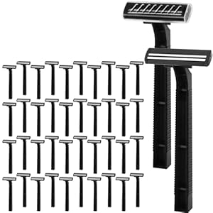 CXYARY 110 Pcs Twin Blade Disposable Razors With Clear Safety Cap, Shaving Razors Bulk for Men &Women, Stainless Steel Blade, Multipurpose Portable Shave Razor for Bathing Hotel Travel, Black
