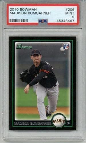 2010 BOWMAN #206 MADISON BUMGARNER ROOKIE BASEBALL CARD GIANTS PSA 9 MINT RARE