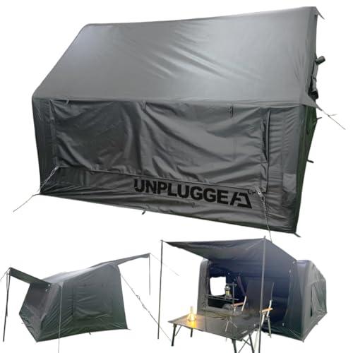 エアーテント パップテント 収納袋 空気入れ付 耐水圧 5000ｍｍ 40D高強度 PU ナイロン ダブルリップストップ 軍幕 ブラック 黒 ソロテント 1人用 2人～3人 HYDEOUT AIR ハイドアウトエアー アンプラグドキャンプ UNPLUGGED CP