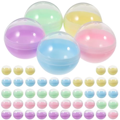 FAVOMOTO 50PCS Capsules Vending Machine Translucent Round Capsules - Gumball Machine Capsules Macaron Shell Raffle Balls Clear Ornaments Ball Fillable Round Ball for Prizes Party Favors Storage