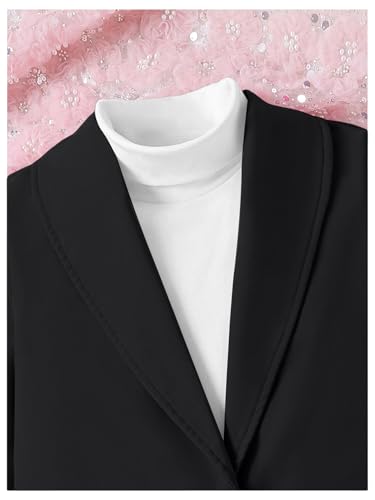 Image of Milumia Girl's 2 Piece Outfits Button Open Front Long Sleeve Blazer and Pants Fall Suit Set
