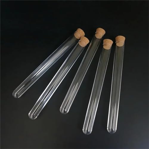 WELANGBN 10Pcs Clear Plastic Test Tubes with Cork Stoppers, 15x150mm 13ml, Good Seal for Jewelry Seed Beads Powder Spice Liquid Storage, Lab Use or Decoration