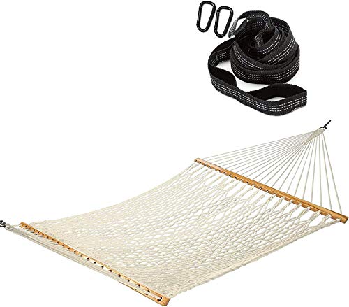 Castaway Living 13 Ft. Traditional Hand Woven Cotton Rope Hammock With 2-Pack Of Loop Hanging Hammock Tree Straps, Designed In The Usa, Accommodates Two People With A Weight Limit Of 450 Lbs. #TOP20