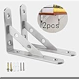 TTBB Wall Shelf Bracket-Triangle Bracket-Stainless Steel Brackets Corner Brace,Enough Forbook/Kitchen/Exhibition/Garden/Exterior Wall Shelves 2 Pieces