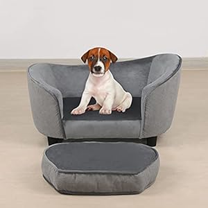   Pet-Sofa-Bed-Velvet-Linen-Fabric-Pet-Couch-Chair-with-Removeable-Washable-Cushion-for-Small-Dogs-Cats-Light-gray