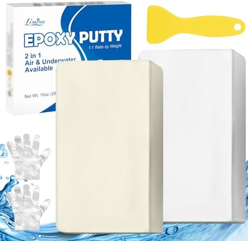 Epoxy Putty, 10oz / 280g Fast Repair Pool Putty, Underwater or Above Epoxy Repair Putty for Fixing Leaks, Cracks, Filling - 2 Part Sculpt Clay for Bonding Metal, Tile, Ceramics, Plastic (White)