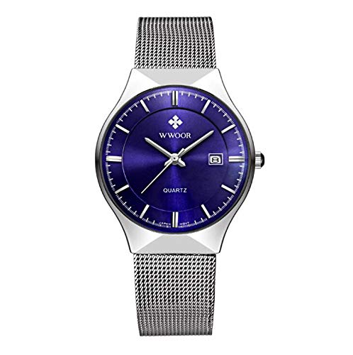 KUANDAR Watch Orologio da Uomo al Quarzo con Calendario al Quarzo Impermeabile Semplice E Bella Confezione per Regali di Festa, Blue