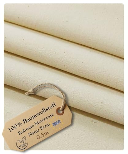 Solvera_Ltd Baumwollstoff Meterware Natur Reiner BioBaumwolle Stoff - Dekostoff zum Nähen, Canvas Baumwolltuch, modische Muster, Nähstoffe (0.5m 1 Stück)