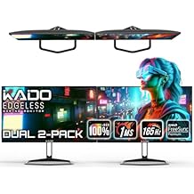 Kado Dual Gaming Monitor Setup - 2-Pack 24.5" 165Hz 1ms 1920x1080 Flat Screen, AMD FreeSync Premium, Panoramic Gaming Multi-View Split Screen Streaming, VESA Mount HDMI DisplayPort Built-in Speakers