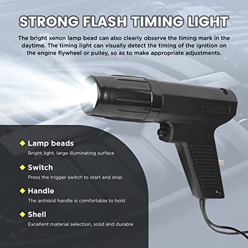 Engine Timing Light, 12V Ignition Timing Light With Strobe Lamp, Petrol Engine Timing Gun With Overload Protection For Car Motorcycle Marine #TOP3